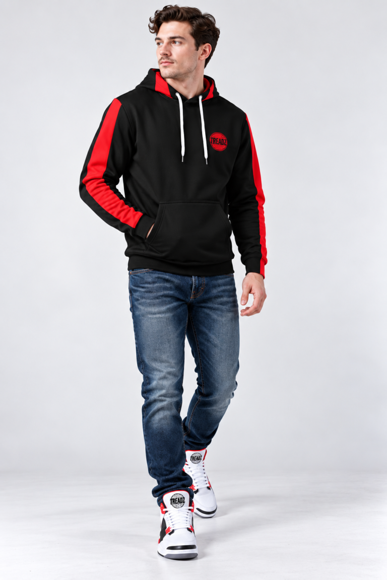 TREADZ Redline Hoodie black and red streetwear pullover