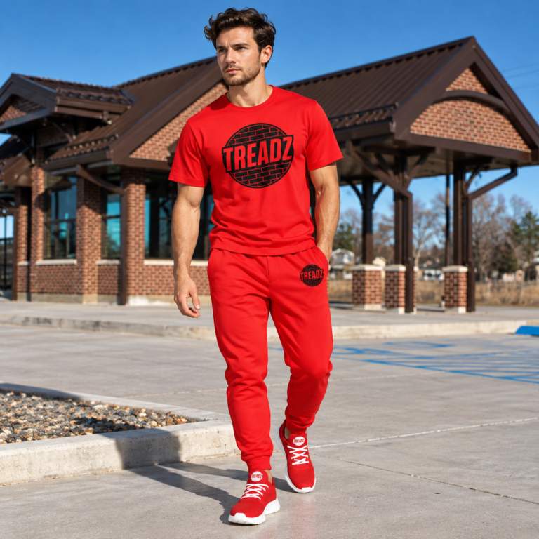 TREADZ Red Track Pants Redline Motion unisex tapered pants