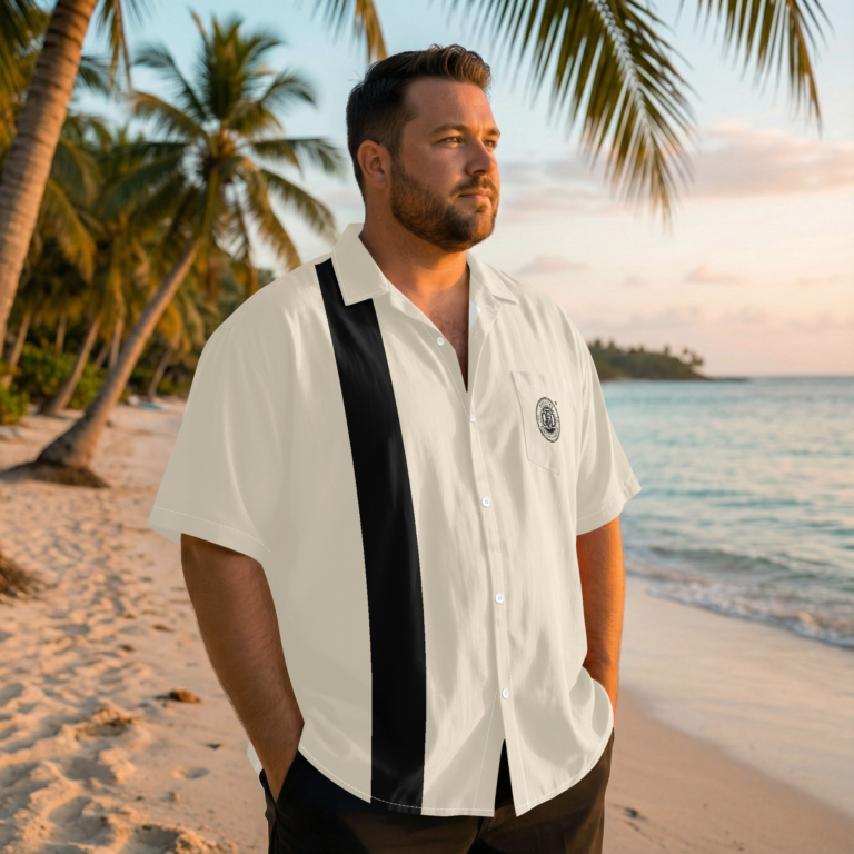 TREADZ Resort Shirt Coastline Classic black and ivory button-up